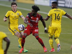 Toronto FC’s Tosaint Ricketts will lead the line up front against Columbus tonight. (AP)