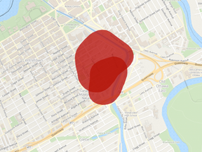 Hydro Ottawa outage map as of 7:30 p.m. on Thursday.