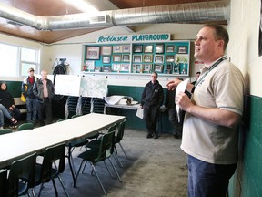David Shelstad, the city's roads director, speaks at a public information session concerning Kelly Lake Road in Sudbury, Ont. on Thursday May 25, 2017. Gino Donato/Sudbury Star/Postmedia Network