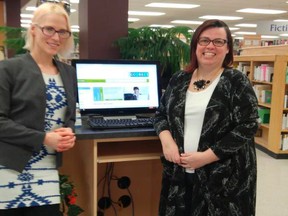 Melody Newby, left, online learning recruitment officer, Contact North Wallaceburg and Sarah Hart, manager of marketing and outreach programs, Chatham-Kent Public Library. Contact North and the CKPL are teaming up to offer residents of Chatham-Kent an opportunity to get a credible education -- even if traveling is out of the question.