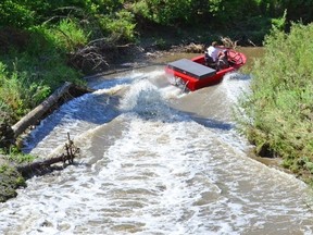 A jet boat on Whitemud Creek on July 31, 2016. Photo supplied