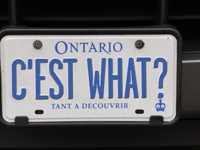 Ontario licence plate. File photo.