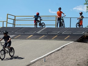 Photo by Jesse Cole Reporter/Examiner
Riders hit the track in Stony Plain on May 20.