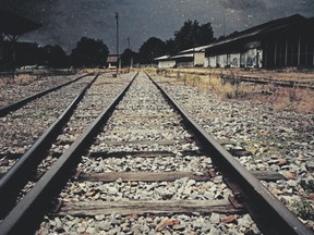 railway at night