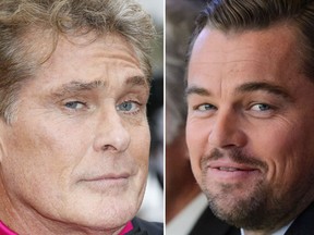 David Hasselhoff (L) and Leonardo DiCaprio are seen in a combination shot (VALERY HACHE/FABRICE COFFRINI/AFP/Getty Images)