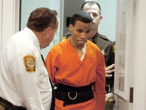 In this Oct. 26, 2004, file photo, Lee Boyd Malvo enters a courtroom in the Spotsylvania, Va., Circuit Court.  (Mike Morones/The Free Lance-Star via AP)