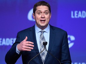Conservative leadership candidate Andrew Scheer speaks to the crowd during the opening night of the federal Conservative leadership convention in Toronto on Friday, May 26, 2017. THE CANADIAN PRESS/Nathan Denette