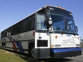 Buses line up outside of the Greyhound bus terminal near downtown Calgary in this Oct. 1, 2010 file photo. (Lyle Aspinall/Postmedia Network files)