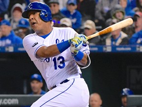 Salvador Perez has found stepping closer to the plate has helped him make contact and upped his power. (Ed Zurga, Getty Images)