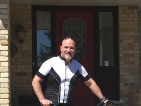 Winnipeg physician assistant Trevor Stone will be heading to Europe on June 4, 2017, for the 600-km Battlefield Bike Ride put on by Wounded Warriors. The ride will start in Canterbury, England and finish at Vimy Ridge in France, site of the 1917 First World War battle and the Canadian National Vimy Memorial. Stone served in the military from 1984 to 2006 and now works at the Health Science Centre in Winnipeg. JUSTIN FRIESEN/Winnipeg Sun/Postmedia Network