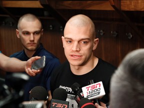 Senators defenceman Mark Borowiecki speaks to reporters at the Canadian Tire Centre in Ottawa on Saturday, May 27, 2017. (Patrick Doyle)