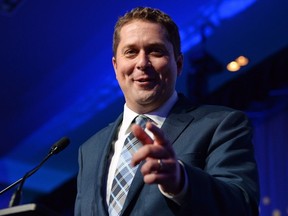 Andrew Scheer speaks after being elected the new leader of the federal Conservative party at the federal Conservative leadership convention in Toronto on Saturday. (THE CANADIAN PRESS)
