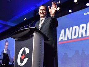 Andrew Scheer speaks after being elected the new leader of the federal Conservative party at the federal Conservative leadership convention in Toronto on Saturday, May 27, 2017. Prime Minister Justin Trudeau and his new foe in the House of Commons, Conservative leader Andrew Scheer, spoke by phone today. Trudeau called Scheer from Italy, where the prime minister is currently on a state visit following the G7 summit. (THE CANADIAN PRESS/Frank Gunn)