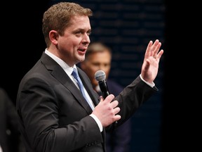 Andrew Scheer speaks during the Conservative Party of Canada leadership debate in Edmonton on Feb. 28, 2017. (Ian Kucerak/Postmedia Network)