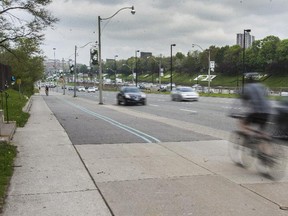 The bike path on the south side of Lake Shore Blvd W. on  May 29, 2017. A boy was riding on the path when he died after falling on to the road last week. (ERNEST DOROSZUK, Toronto Sun)