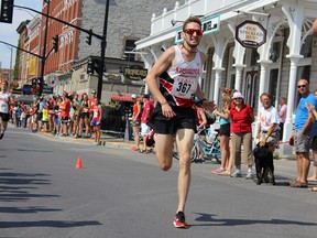 Kevin Coffey, seen running in the 2016 Limestone Mile in Kingston, finished third among Canadian men in Ottawa Race Weekend's Ottawa 10K, which also served as the Canadian 10K Road Championships. (Jane Willsie/For The Whig-Standard)