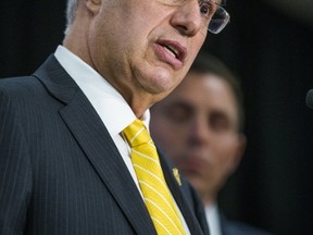 PC MPP Vic Fedeli reacts to the announcement of the 2017 Ontario budget April 27, 2017. (Ernest Doroszuk/Toronto Sun)