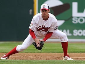 Winnipeg Goldeyes 3B Wes Darvill fields a ground ball during American Association action against the Sioux Falls Canaries at Shaw Park in Winnipeg on Mon., May 29, 2017. Kevin King/Winnipeg Sun/Postmedia Network