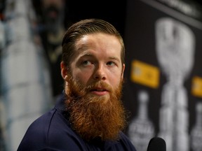 Ryan Ellis of the Nashville Predators answers questions during Media Day for the Stanley Cup final at PPG Paints Arena on May 28, 2017. (Bruce Bennett/Getty Images)