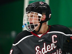 Casey Mittelstadt of the Eden Prairie Eagles during a game earlier this year (Richard Olsen)