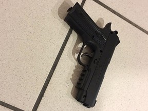 This May 30, 2017 evidence photo released by the Orlando Police Department shows a fake handgun in Orlando, Fla. (Orlando Police Department via AP)