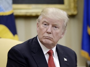 U.S. President Donald Trump looks on during a meeting with Prime Minister Nguyen Xuan Phuc of Vietnam in the Oval Office of the White House, on May 31, 2017 in Washington, DC. (Photo by Olivier Douliery-Pool/Getty Images)