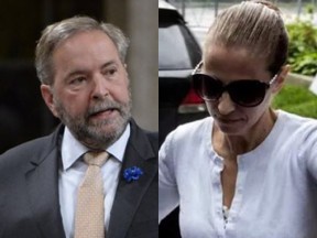 NDP Leader Thomas Mulcair in the House of Commons on May 31, 2017, left, and Karla Homolka in Montreal, on May 31, 2017. (Canadian Press, Dave Sidaway/Postmedia Network)
