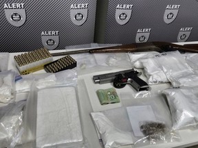 ALERT seized an estimated $275,000 worth of drugs was seized along with two firearms from an Edmonton drug dealer in May 2017. Supplied Photo/ALERT