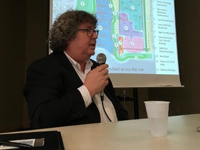 Consultant Ron Palmer speaks at the unveiling on Thursday of the preferred vision for the future of Kingston Penitentiary and Portsmouth Olympic Harbour.  (Elliot Ferguson/The Whig-Standard)