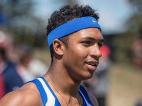 Sprinter Chuba Hubbard of Bev Facey High School is going for a 100-metre record at the Provincial High School Track and Field Championships at Foote Field.