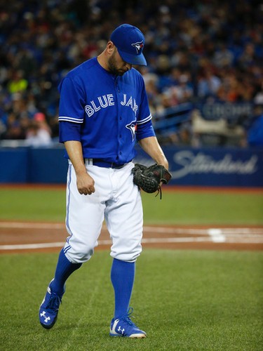 in TorontoToronto Blue Jays Marco Estrada P (25) walks off the field after giving up four runs in the first inning in Toronto, Ont. on Thursday June 1, 2017. Jack Boland/Toronto Sun/Postmedia Network