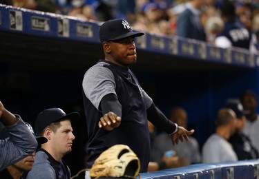 New York Yankees Luis Severino P (40) stretching on the bench during a 12-2 blowout in Toronto, Ont. on Thursday June 1, 2017. Jack Boland/Toronto Sun/Postmedia Network
