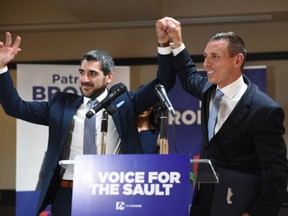 Ross Romano and Patrick Brown celebrate the win in Sault Ste. Marie (Patrick Brown Twitter)
