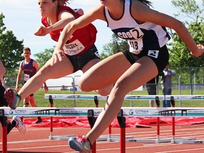 Day 2 competition at the 2017 OFSAA track and field championships Friday at MAS Park and Bruce Faulds Track started with sprint hurdle heats in all girls divisions. (Intelligencer photo)