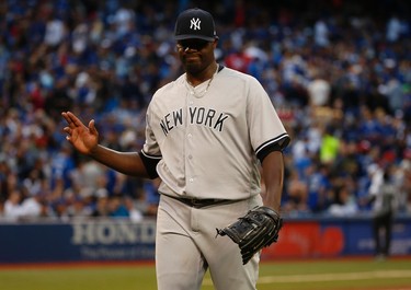 New York Yankees Michael Pineda P (35) walks off the field in disgust after giving up in the third inning in Toronto, Ont. on Friday June 2, 2017. Jack Boland/Toronto Sun/Postmedia Network
