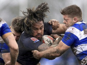 Fui Fui Moi Moi (centre) and his Toronto Wolfpack are 8-0 in English rugby’s Kingstone Press League One. (The Canadian Press)