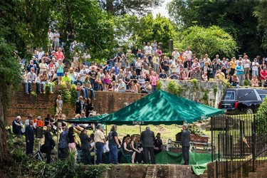 Family, friends and fans attend Gregg Allman's burial at Rose Hill Cemetery, Saturday, June 3, 2017, in Macon, Ga. (AP Photo/Branden Camp)