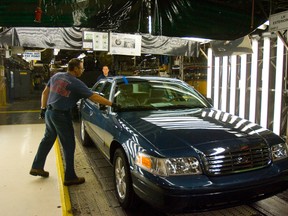 One of the last Crown Victorias built in St. Thomas before the plant closed in 2011 gets a final inspection at the factory before being shipped to Saudi Arabia. (Free Press file photo)
