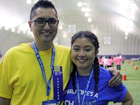 Cancer survivor Dustin Ford with his sister Mariah at Relay For Life for the Canadian Cancer Society at the Kingston 1000 Islands Sportsplex in Westbrook on Saturday. (Steph Crosier/The Whig-Standard)