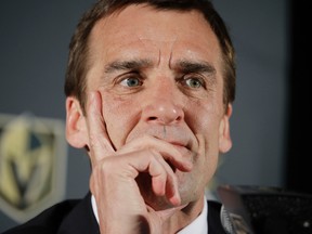 Vegas Golden Knights GM George McPhee is not planning to acquire a player with name recognition to promote the team in their first season. (John Locher/AP Photo)
