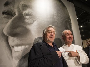 Robert DeNiro with Chef Nobu Matsuhisa. Nobu Hospitality to open Nobu Toronto first integrated Nobu Hotel, restaurant and residences on Tuesday May 30, 2017. Craig Robertson/Toronto Sun/Postmedia Network