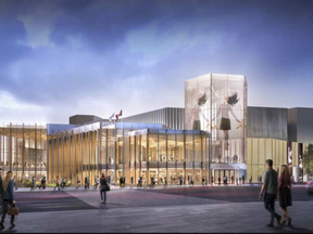The new glass entrance to the National Arts Centre will be called the Kipnes Lantern in honour of patron Dianne Kipnes and her husband who donated $5 million to the NAC renovation project. (Julie Oliver, Postmedia)