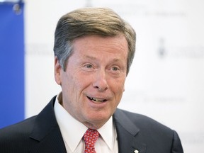 Toronto Mayor Tory is pictured Monday when he attended a ribbon-cutting ceremony at the University of Toronto. (STAN BEHAL, Toronto Sun)