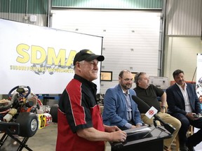 Don Lamontagne, vice-president of the Sudbury district motorsports association addresses a press conference at College Boreal in Sudbury, Ont. on Monday June 5, 2017. Gino Donato/Sudbury Star/Postmedia Network