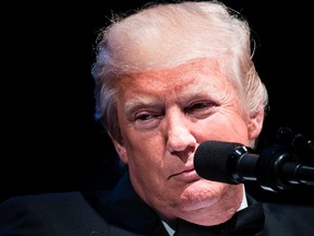 US President Donald Trump speaks during Ford's Theatre's annual fundraiser June 4, 2017 in Washington, DC. / AFP PHOTO / Brendan Smialowski