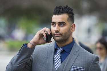 Toronto Police Const. Sameer Kara leaves the courthouse at 361 University Ave. in Toronto on Monday, May 29, 2017. (Ernest Doroszuk/Toronto Sun)