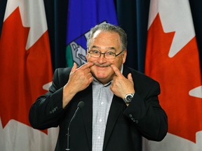 Alberta Government House Leader Brian Mason responds to reporters' questions during a news conference at the Alberta Legislature in Edmonton on Tuesday June 6, 2017, at the end of the spring session of the legislature. LARRY WONG/POSTMEDIA