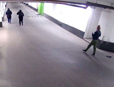 Security camera image of underground garage pre-home invasion