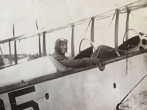 Submitted Photo
A 1918-era photo shows E.W.J. Bowes during his pilot training time at Camp Mohawk during the First World War. E.W.J. Bowes' son, Emer Bowes, still has in his possession the flight goggles worn by his father in the photo.