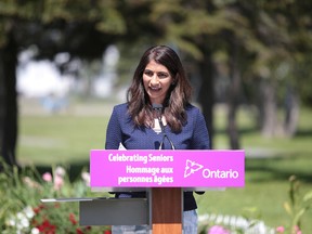 Dipika Damerla, minister of seniors affairs for Ontario addresses the crowd in Coniston, Ont. on Wednesday June 7, 2017. Damerla was in Sudbury to announce funding for seniors community projects.Gino Donato/Sudbury Star/Postmedia Network
